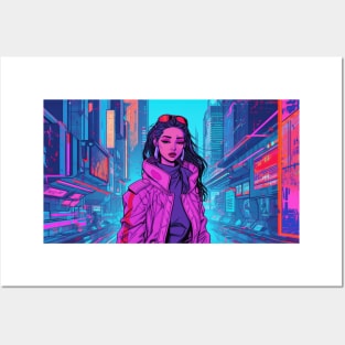 Vaporwave Cyberpunk Girl Posters and Art